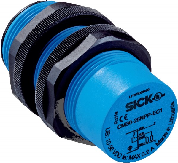 Емкостной датчик положения CM30-25NPP-EC1 Sick Capacitive sensor 4 → 25 mm length 74mm PNP supply voltage 10 → 36 V dc IP68, IP69K