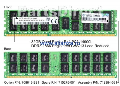 715275-001 Оперативная память HP 32-GB (32GB) SDRAM LR DIMM