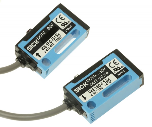 Фотоэлектрические датчики WS/WE160-F132 Sick Through Beam (Emitter and Receiver) Photoelectric Sensor 14 m Detection Range PNP IP69K Block Style WS/WE160-F132