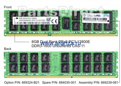 684035-001 Оперативная память HP 8-GB (8GB) Dual Rank UDIMM