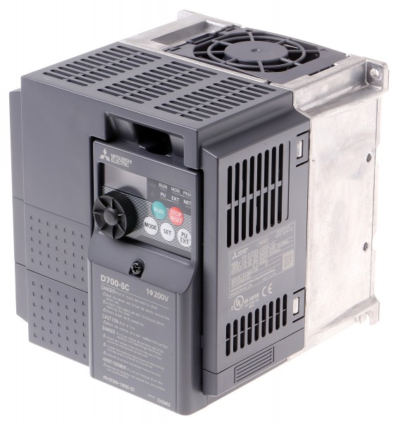 Инверторные приводы FR-D720S-100SC-EC Mitsubishi FR-D720S Inverter Drive 2.2 kW No, 1-Phase In, 230 V ac, 10 A, 0.2 → 400Hz Out, ModBus, IP20
