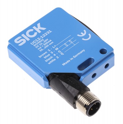 Ультразвуковые бесконтактные датчики UC12-12231 Sick Ultrasonic Sensor Block, 55 → 250 mm, PNP, 4-Pin M12 Connector IP67